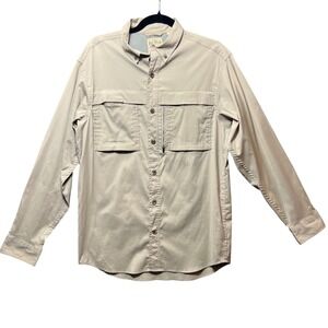 Red Head Outdoor Fishing Hiking Shirt Men M Khaki Button Up Vented Pockets Stain